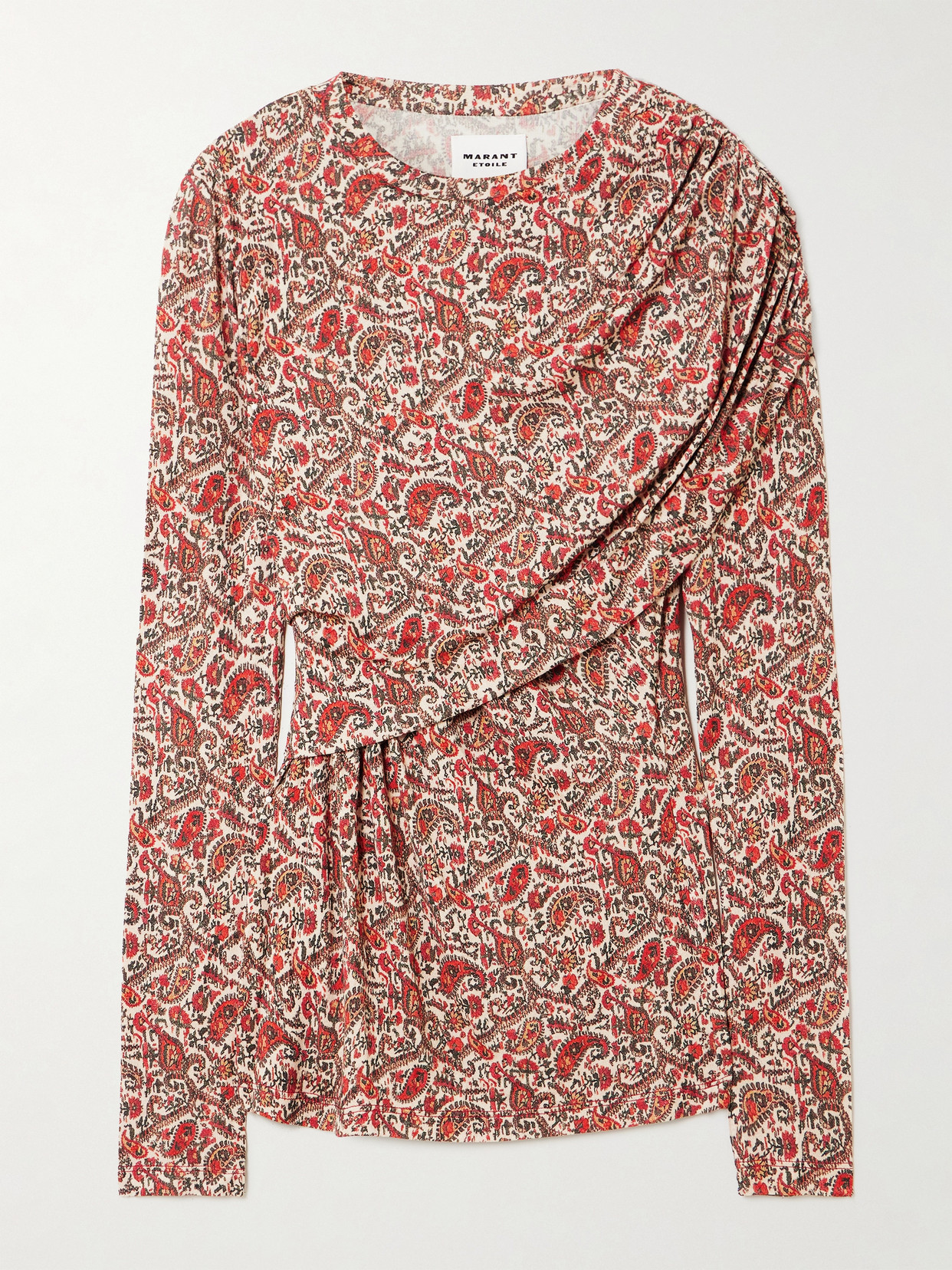 Isabel Marant Étoile Printed Stretch-modal Turtleneck Top In Red