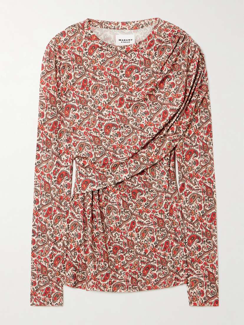 Marant Étoile Printed Stretch-modal Turtleneck Top