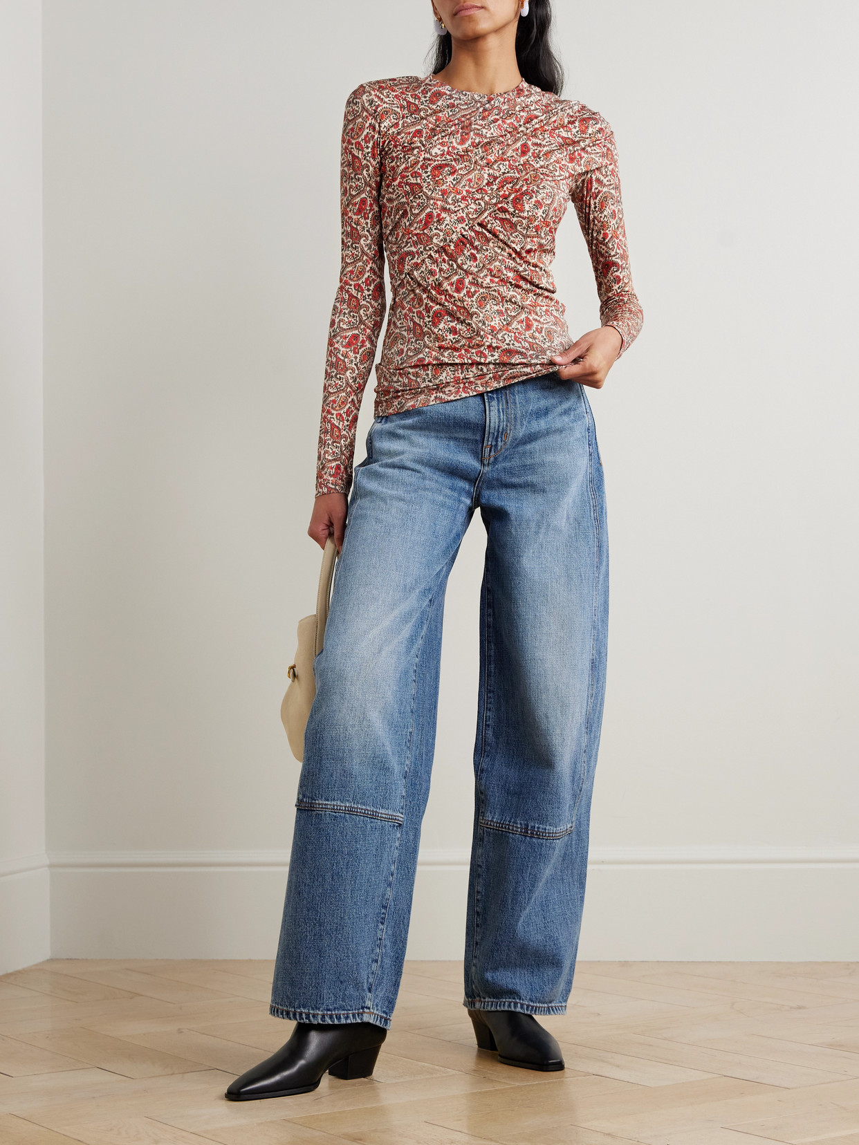 Isabel Marant Étoile Printed Stretch-modal Turtleneck Top In Red