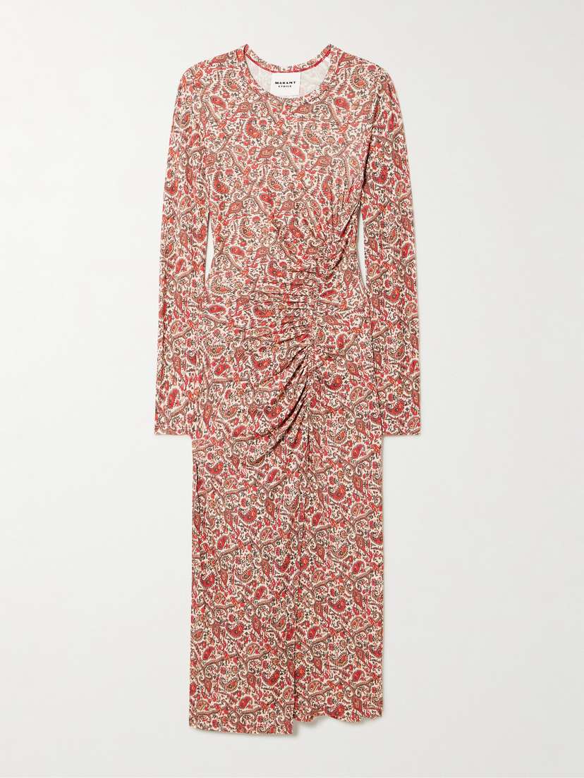 Marant Étoile Jelina Gathered Printed Stretch-modal Midi Dress