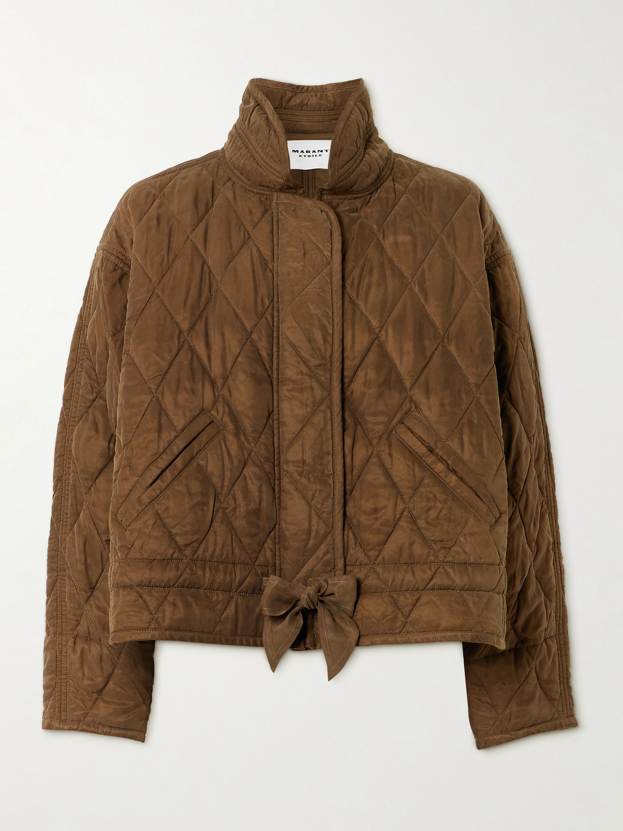Isabel Marant Étoile Zakiane Tie-detailed Quilted Canvas Jacket In Brown