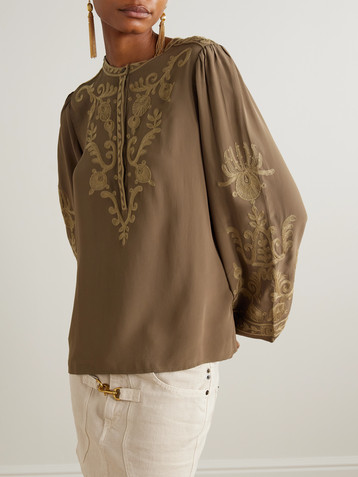 Marant Étoile Falonne embroidered crepe blouse
