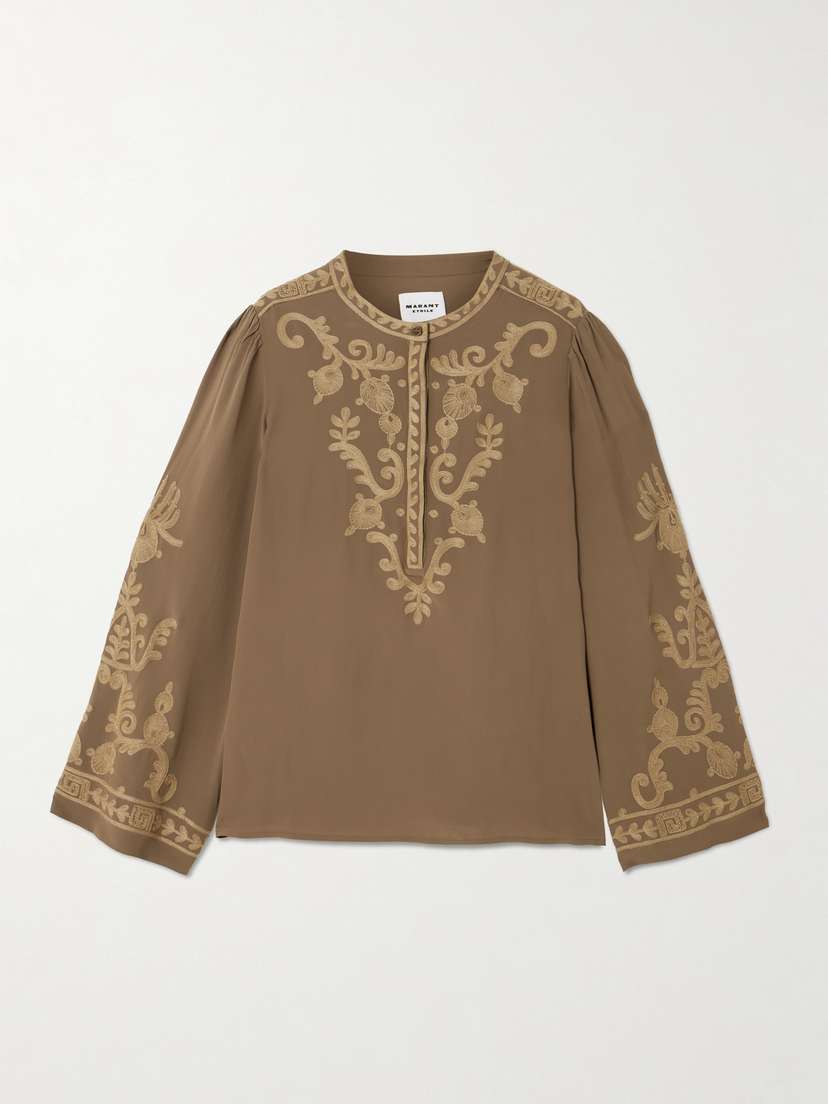 Marant Étoile Falonne Embroidered Crepe Blouse