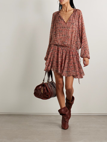 Marant Étoile Bess gathered printed georgette mini dress