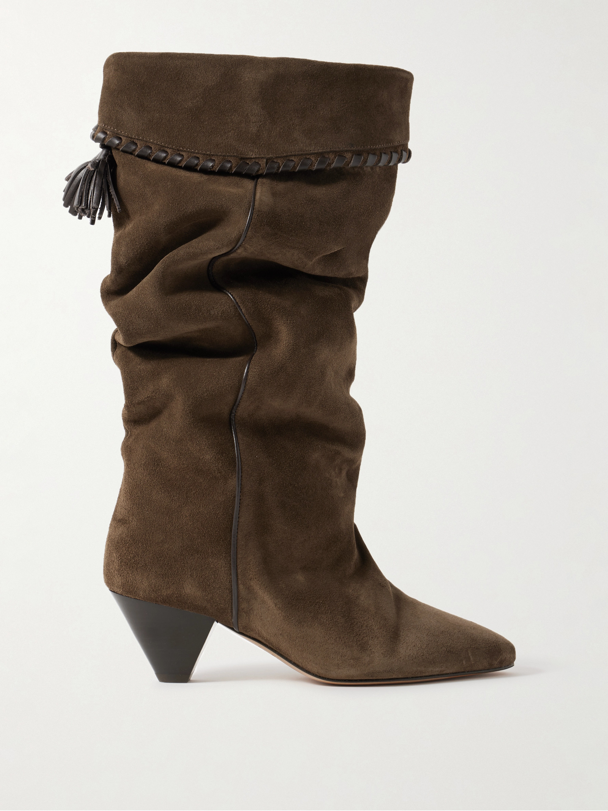 Isabel Marant - Elita tasseled leather-trimmed suede knee boots
