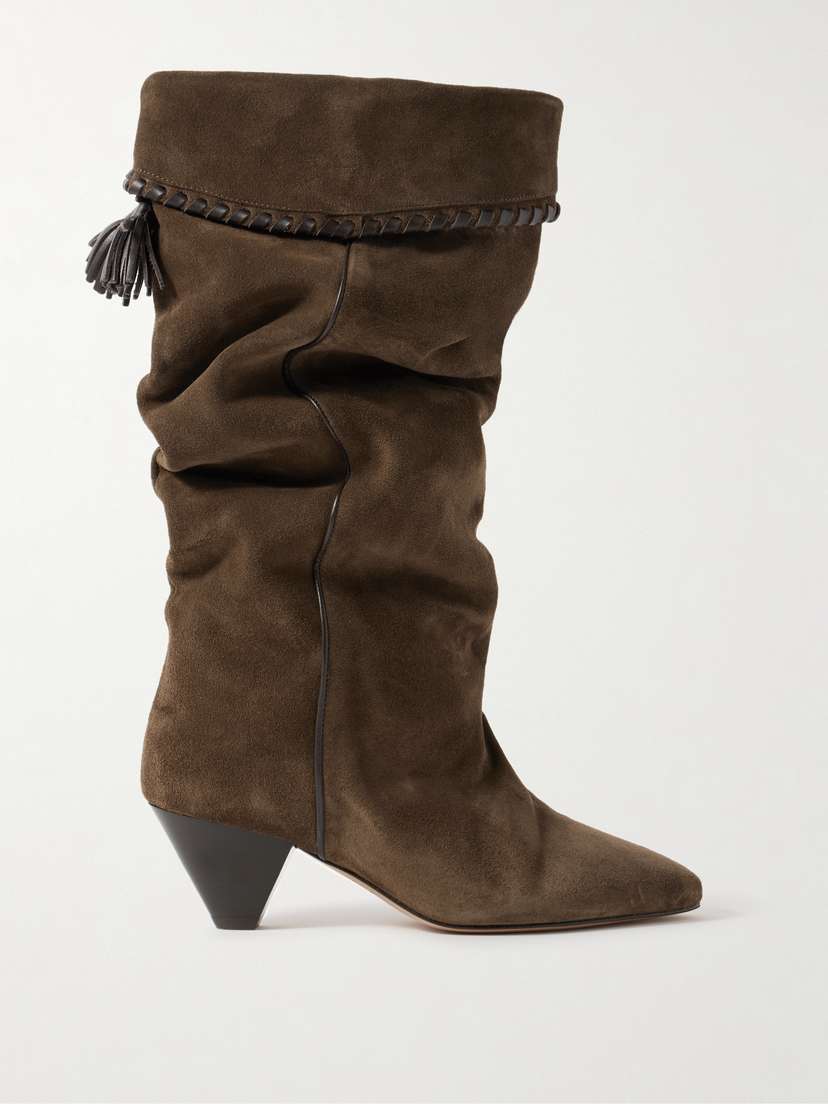 Isabel Marant Elita Tasseled Leather-trimmed Suede Knee Boots