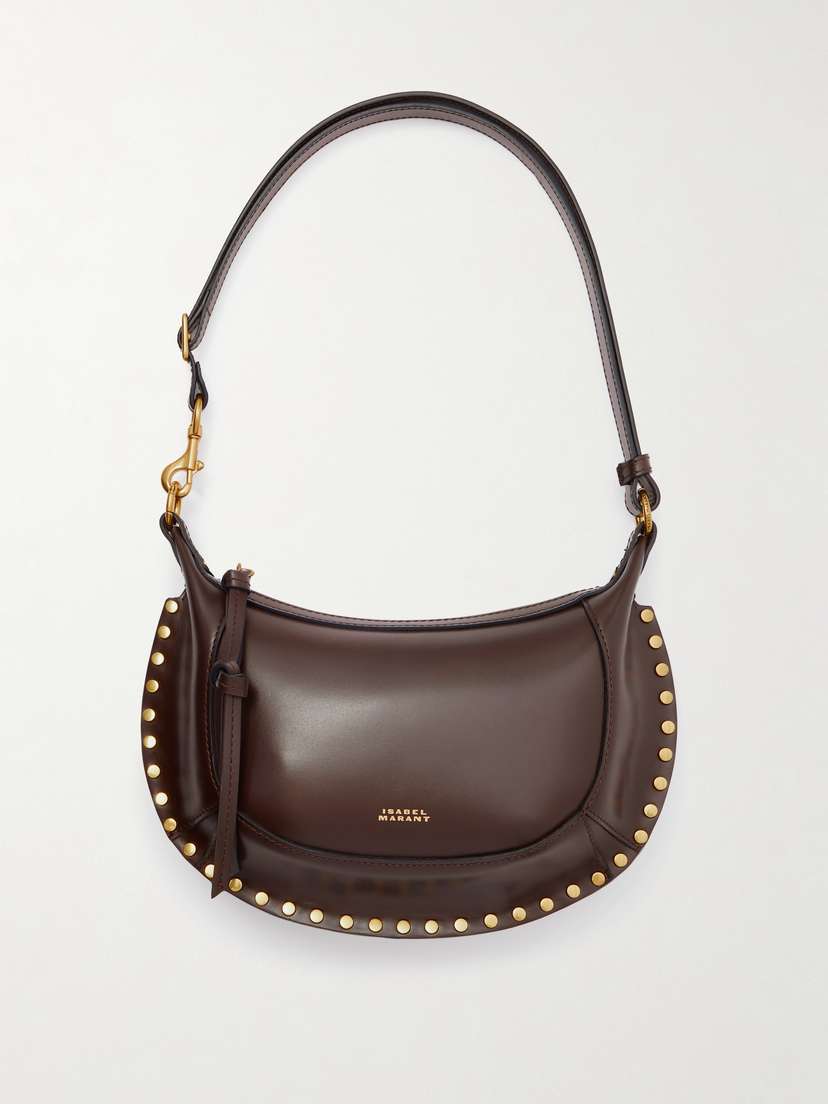 Isabel Marant Oskan Moon Studded Leather Shoulder Bag