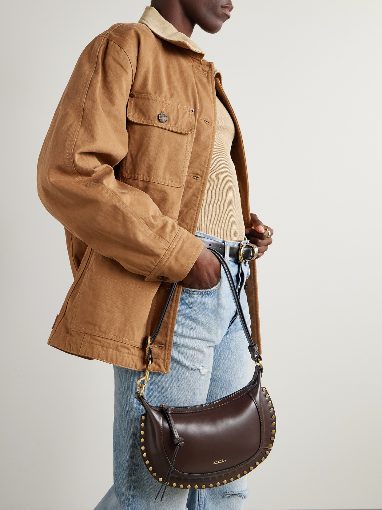 Oskan Moon Studded Shoulder Bag