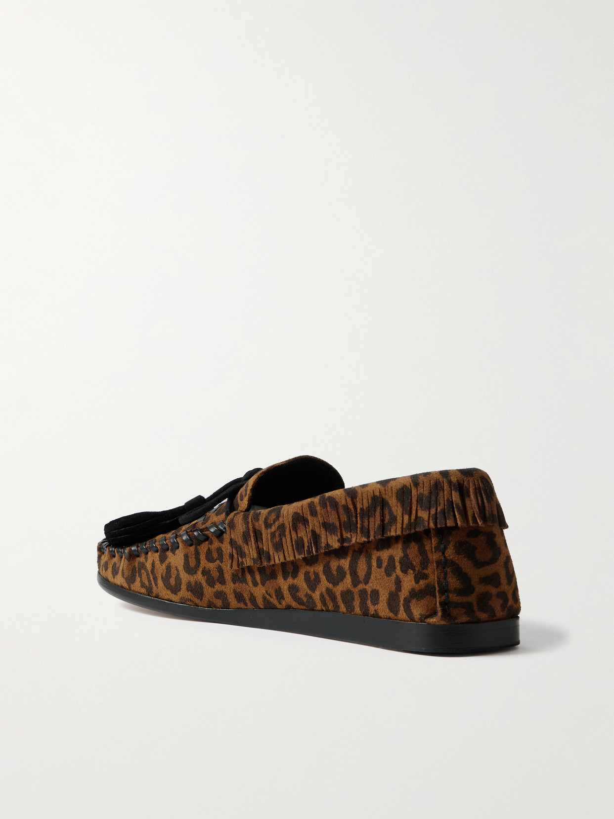 Isabel Marant Fitza Fringed Leather-trimmed Leopard-print Suede Loafers