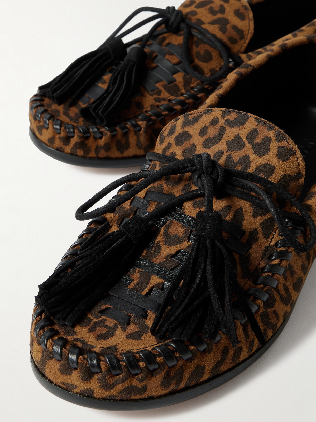 Isabel Marant Fitza Fringed Leather-trimmed Leopard-print Suede Loafers