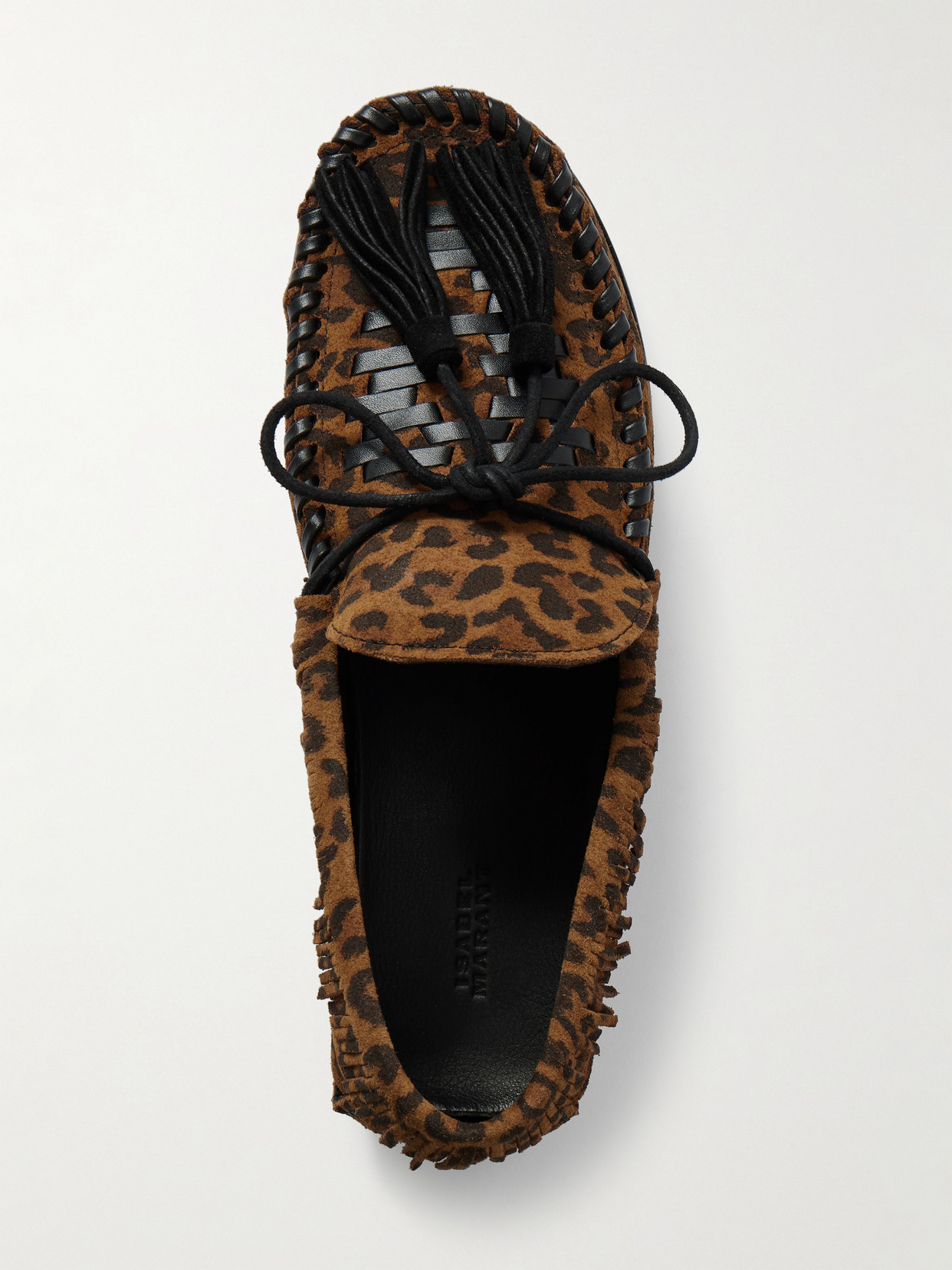 Isabel Marant Fitza Fringed Leather-trimmed Leopard-print Suede Loafers
