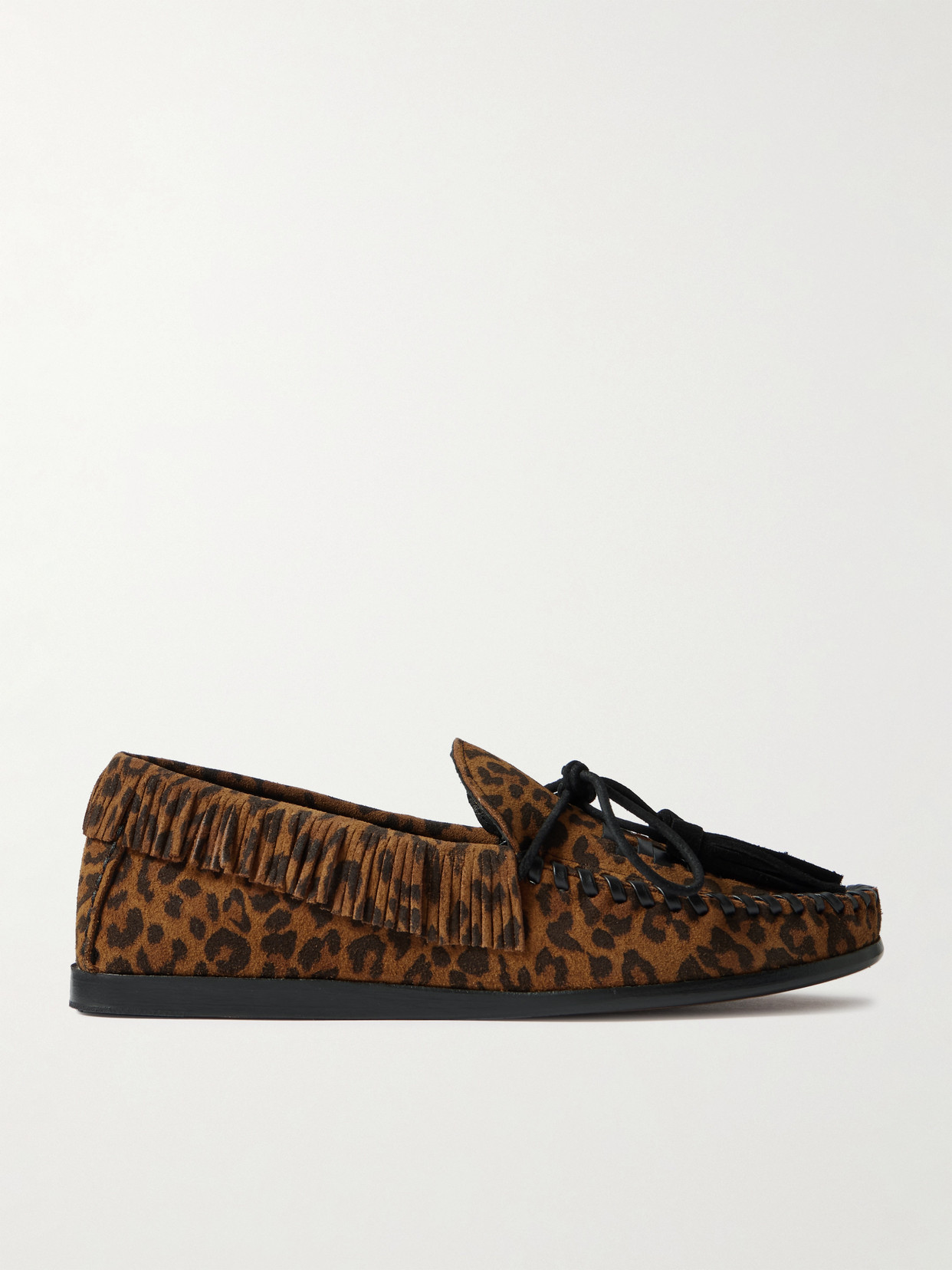 Isabel Marant Fitza Fringed Leather-trimmed Leopard-print Suede Loafers