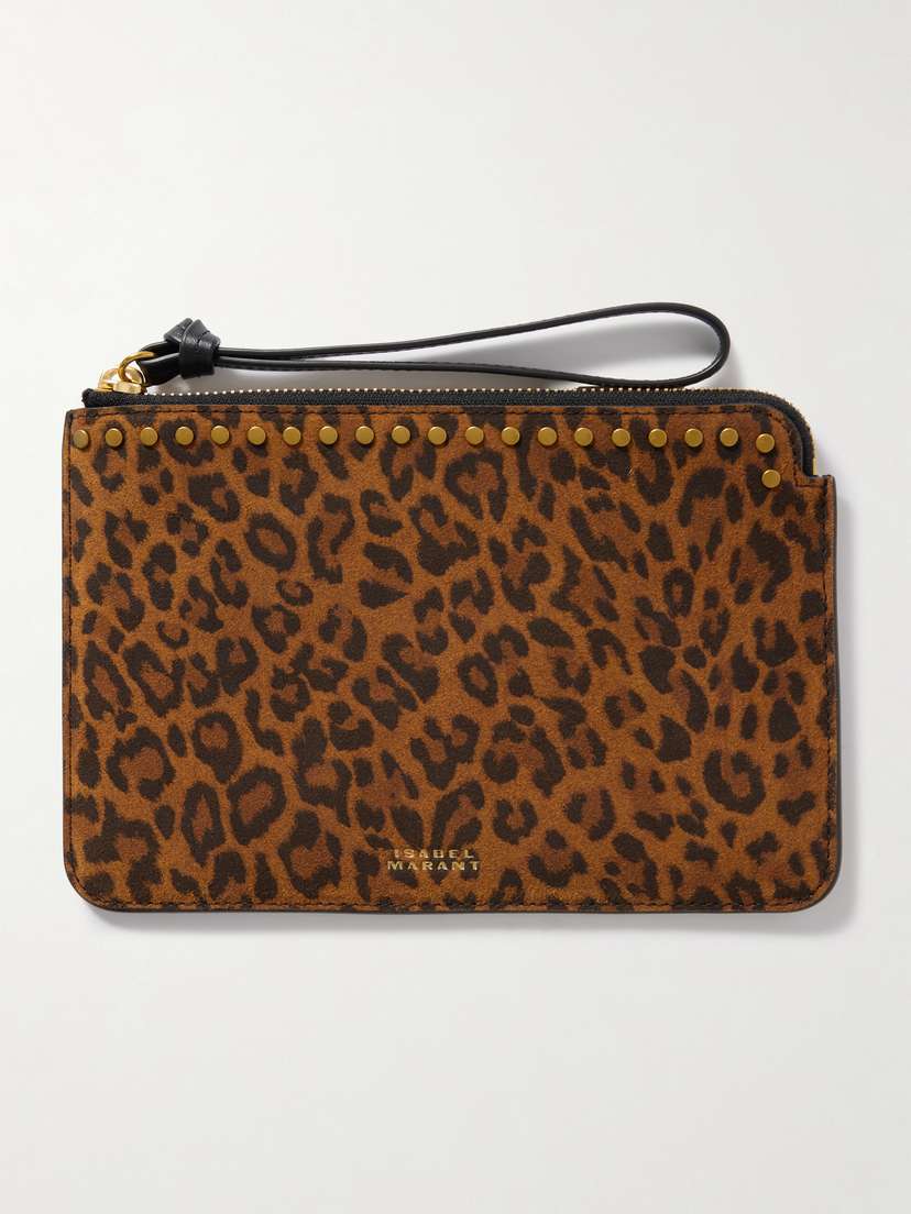 Isabel Marant Studded Leopard-print Leather Pouch