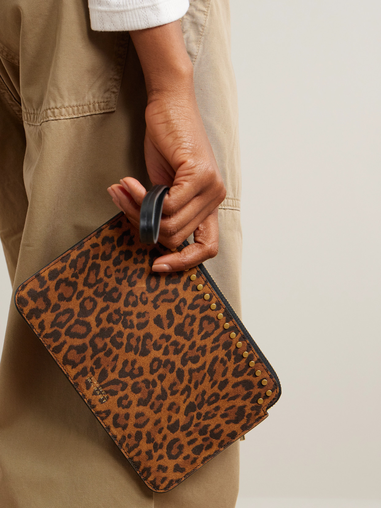 Isabel Marant Studded Leopard-print Leather Pouch In Multi