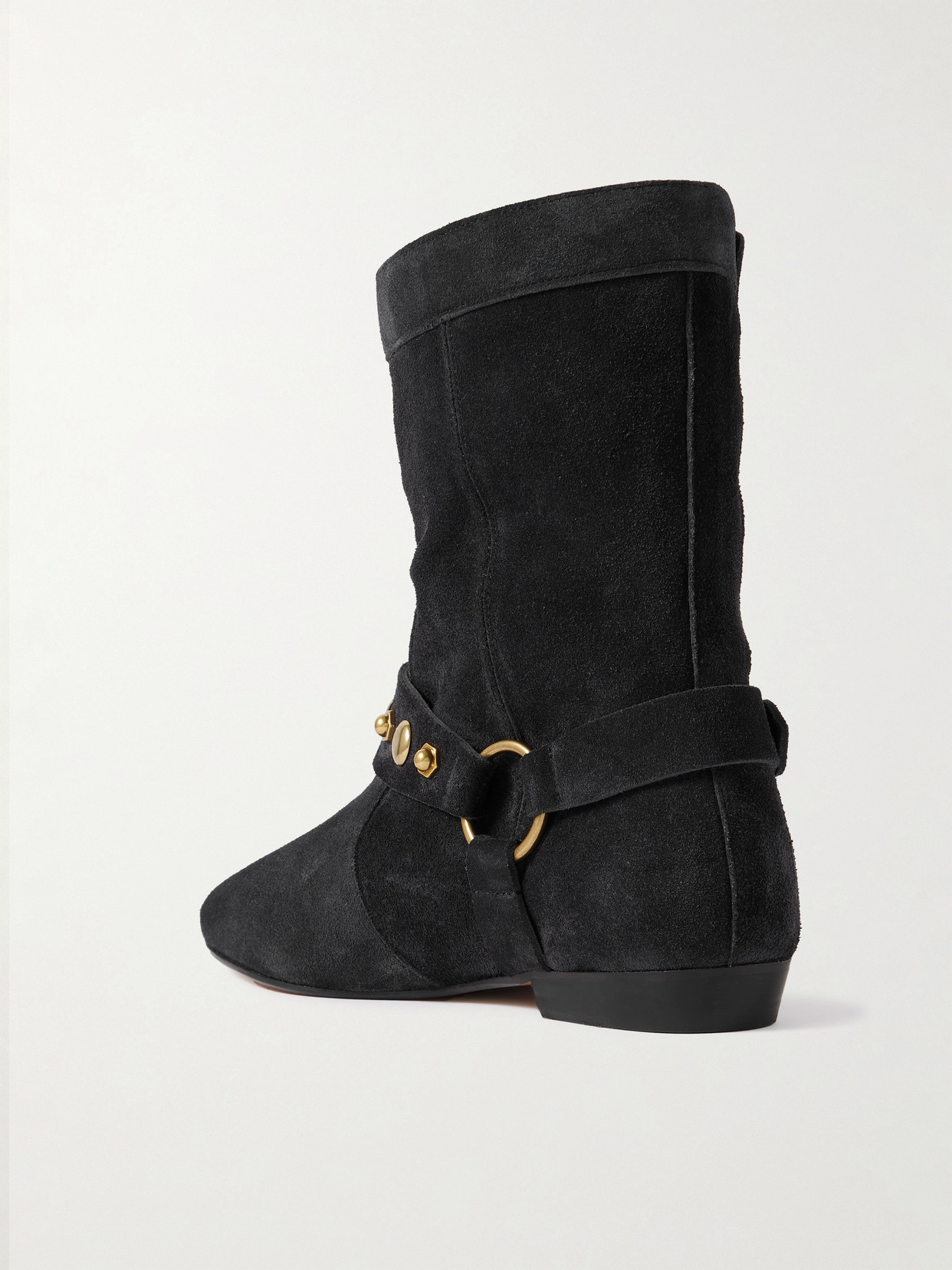 Isabel Marant Stania Studded Suede Ankle Boots In Black