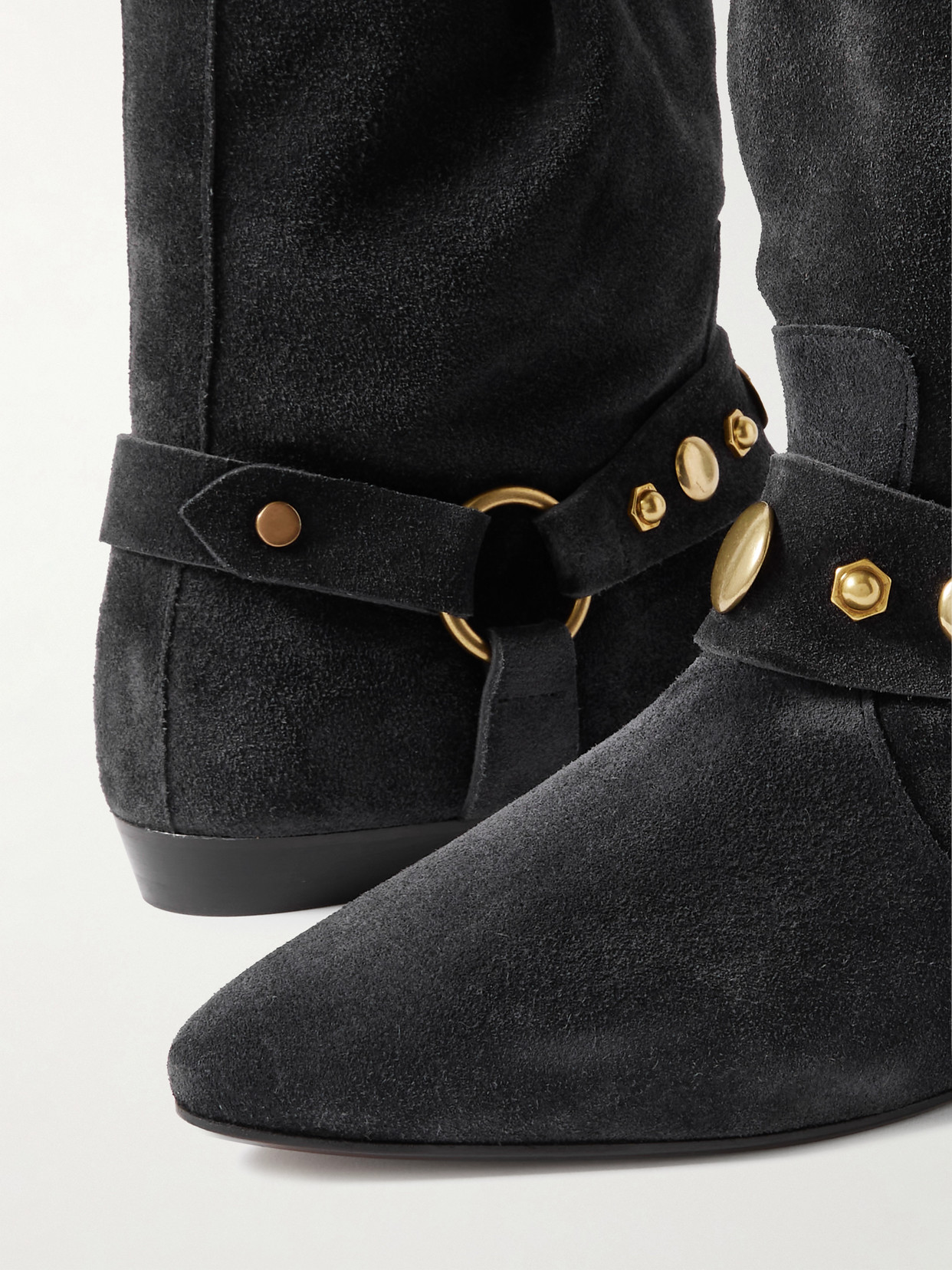 Isabel Marant Stania Studded Suede Ankle Boots In Black