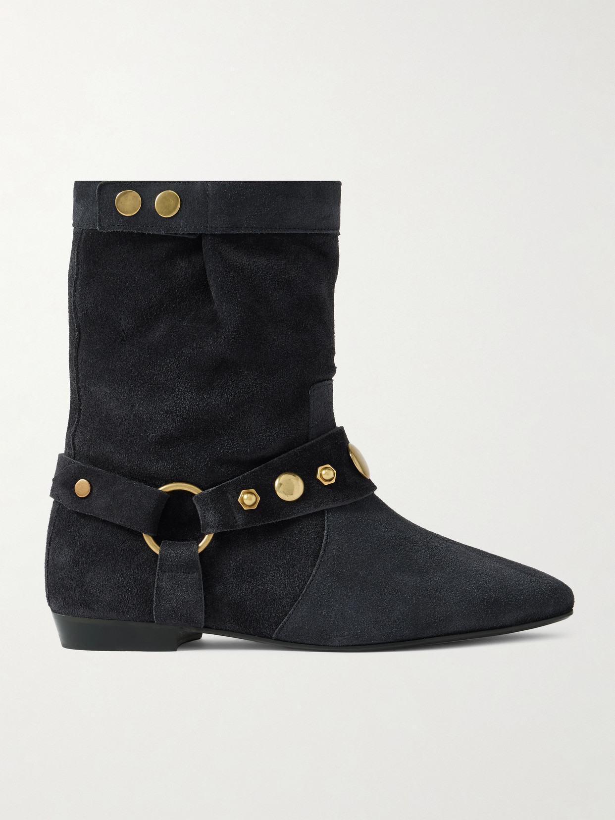 Isabel Marant Stania Studded Suede Ankle Boots In Black