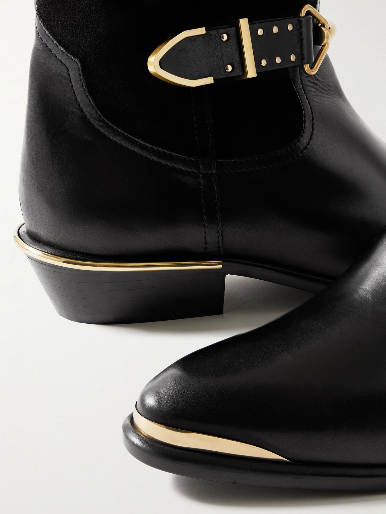 Isabel Marant Mexia Studded Leather And Suede Knee Boots In Black