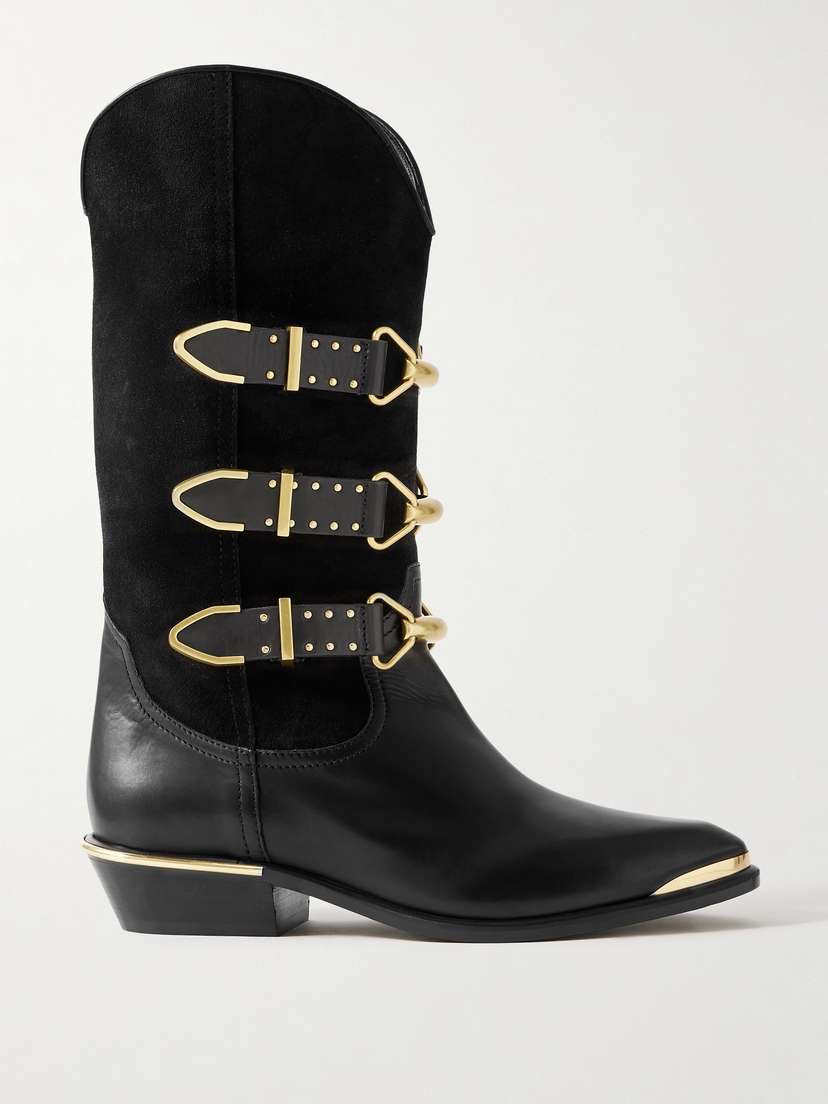 Isabel Marant Mexia Studded Leather And Suede Knee Boots