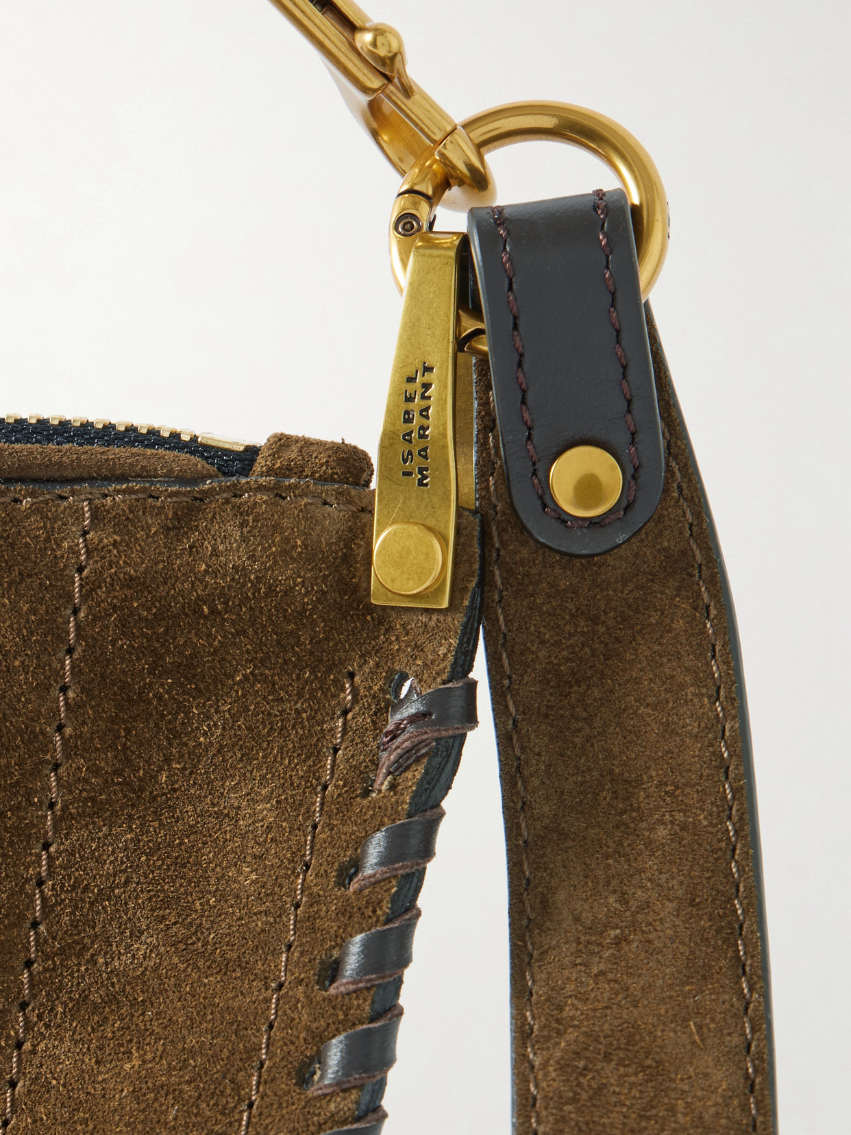 Isabel Marant Oskan Soft Whipstitched Suede Shoulder Bag