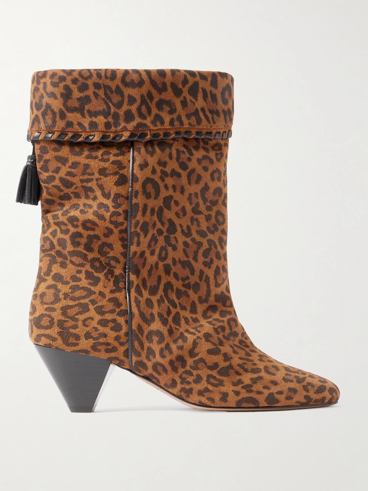 Isabel Marant Dalby Tasseled Leather-trimmed Leopard-print Suede Ankle Boots