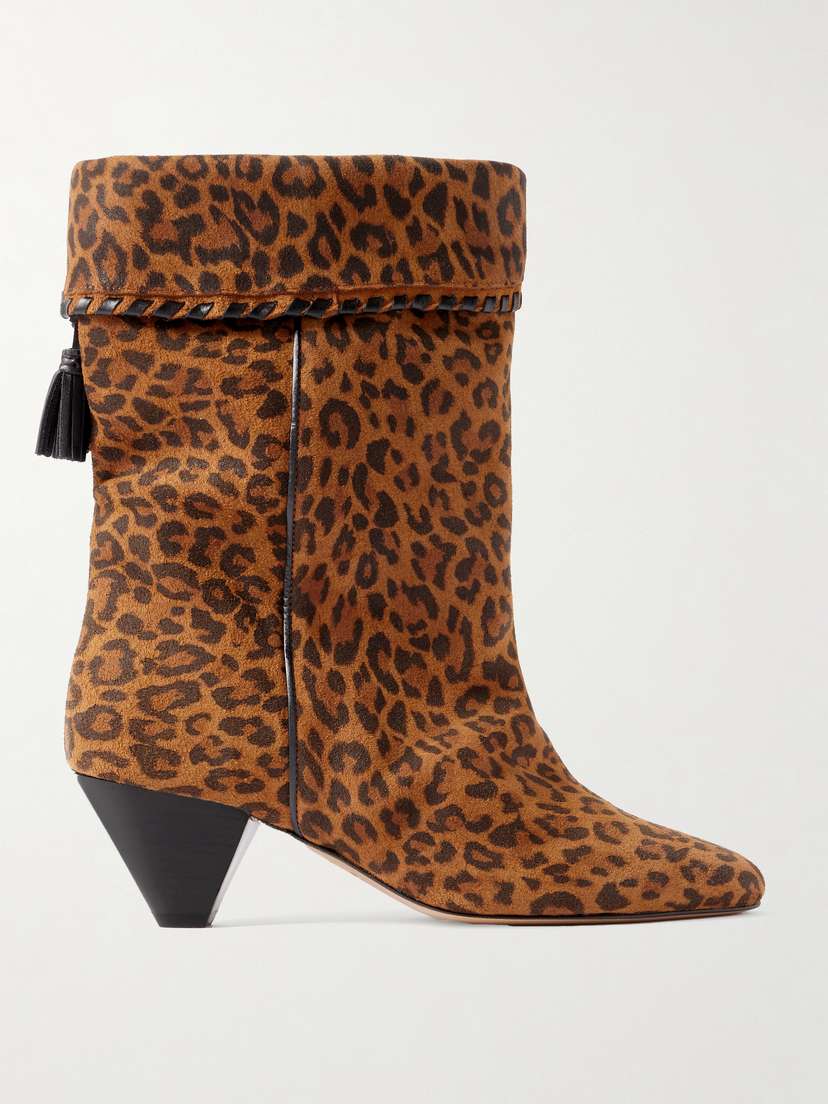 Isabel Marant Dalby Tasseled Leather-trimmed Leopard-print Suede Ankle Boots