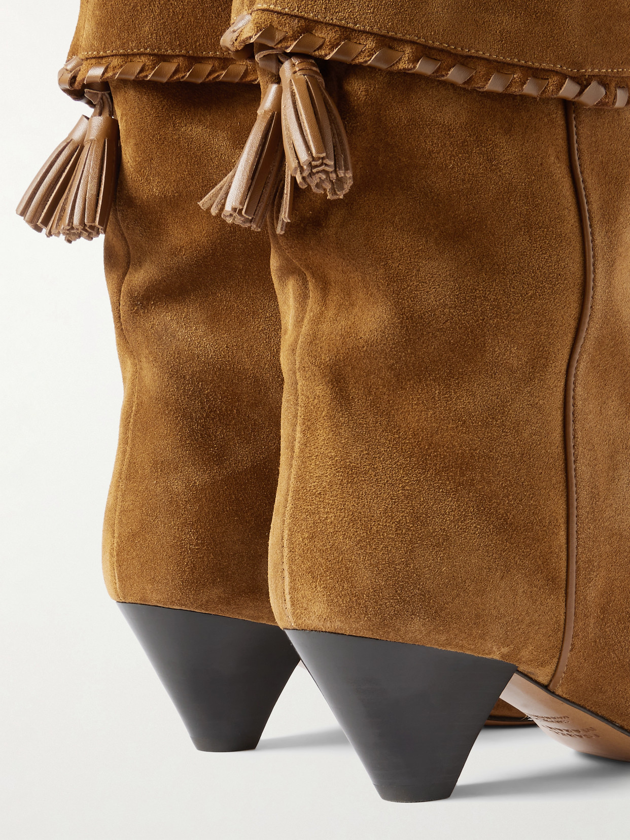 Isabel Marant Dalby Tasseled Leather-trimmed Suede Ankle Boots In Brown