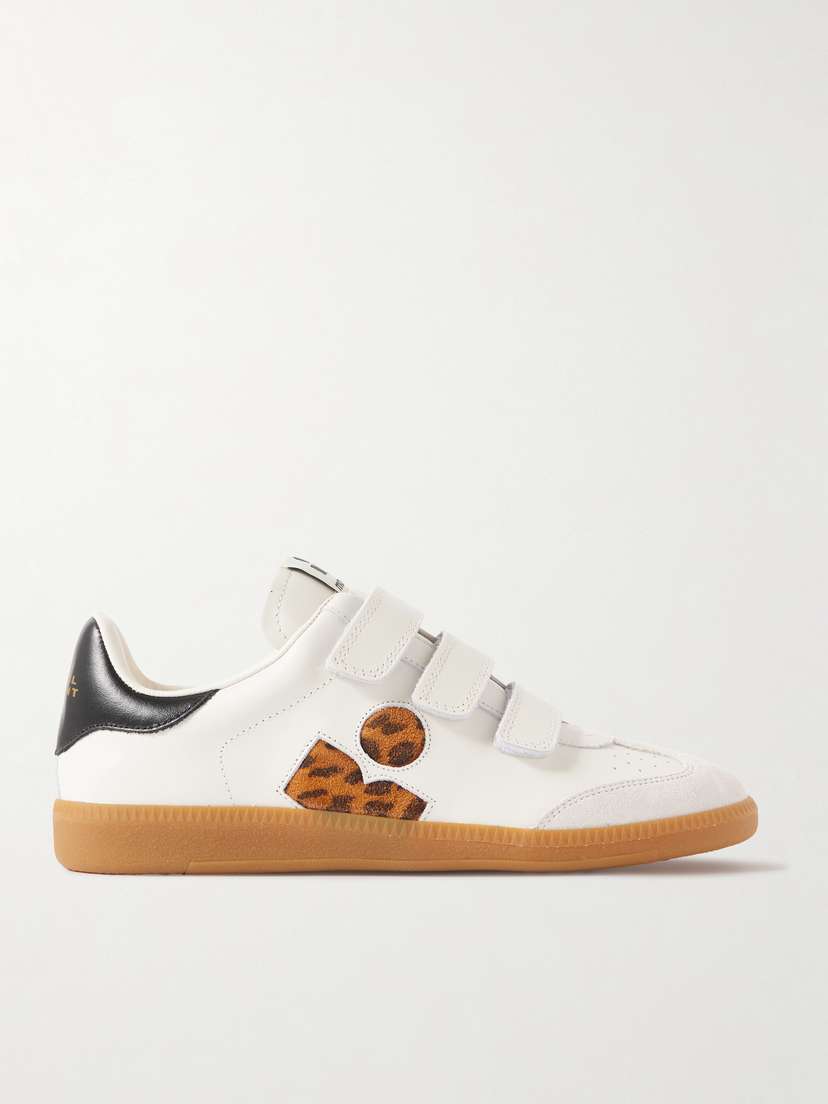 Isabel Marant Beth Suede-trimmed Leather Sneakers
