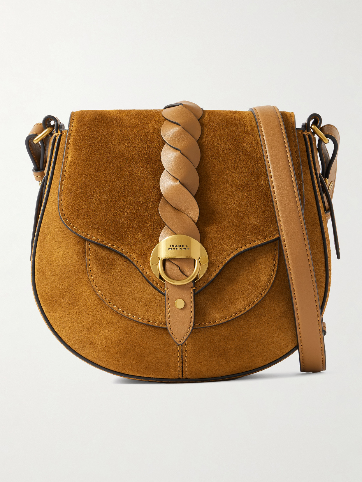Isabel Marant Altay Small Leather-trimmed Suede Shoulder Bag In Brown
