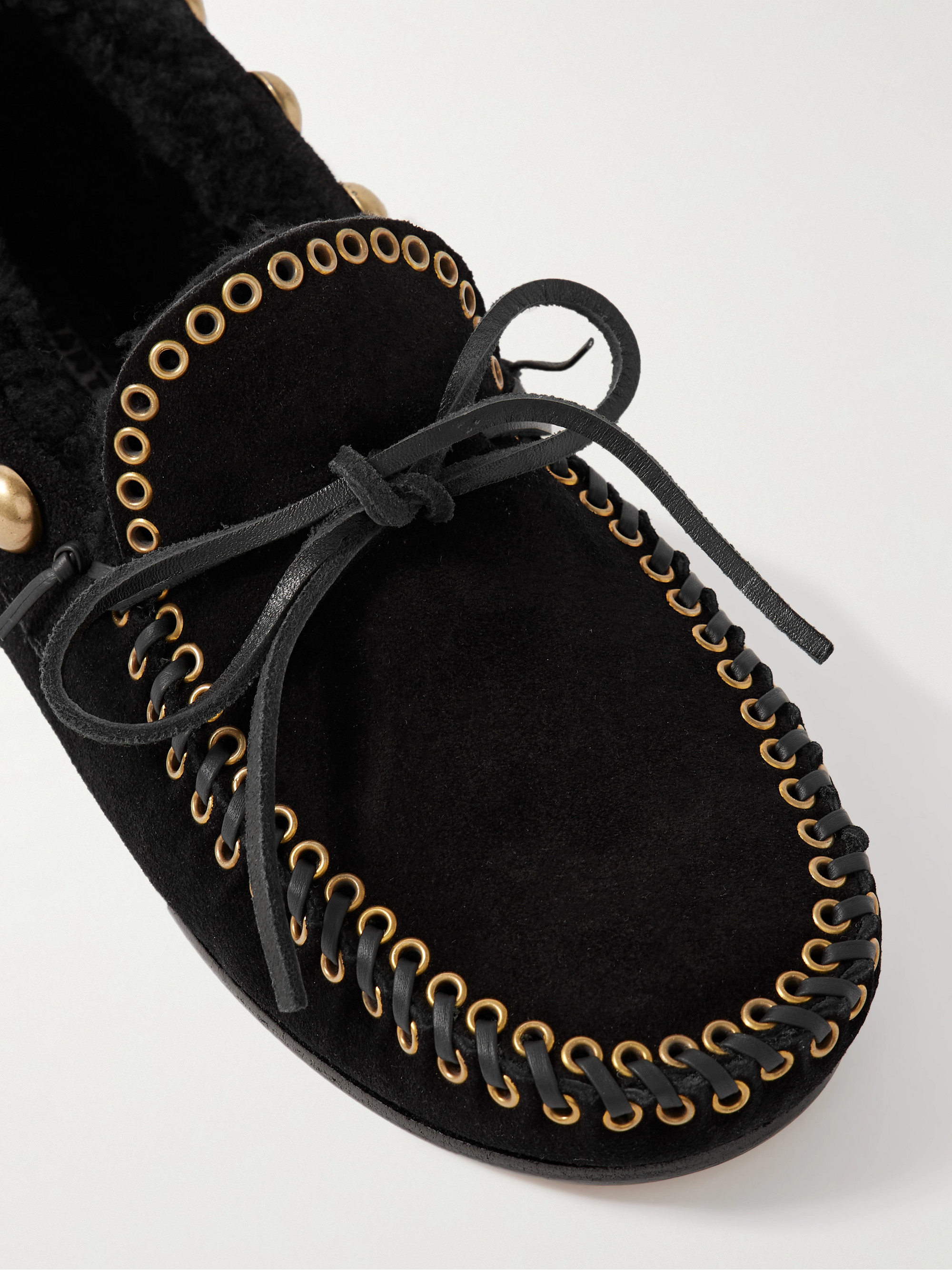 Isabel Marant Fitza embellished suede loafers thumbnail