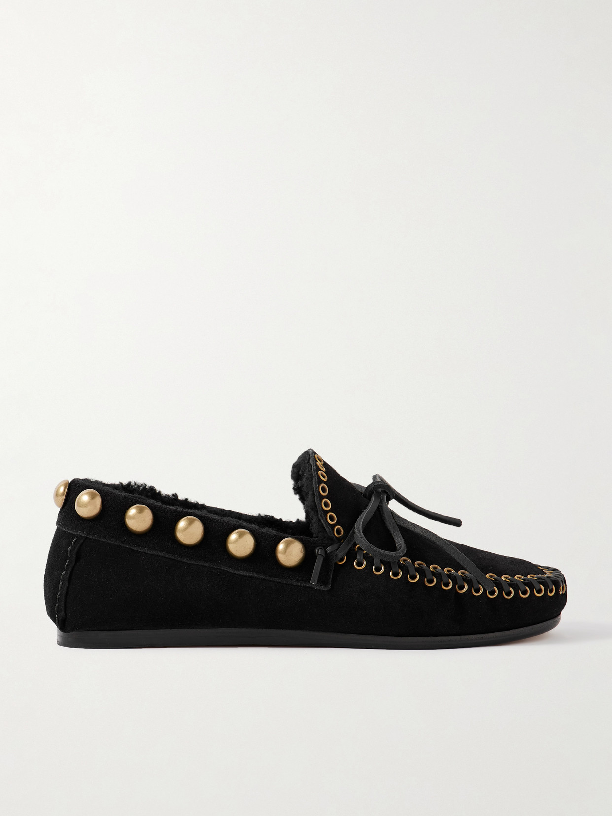 Isabel Marant Fitza Embellished Suede Loafers In Black