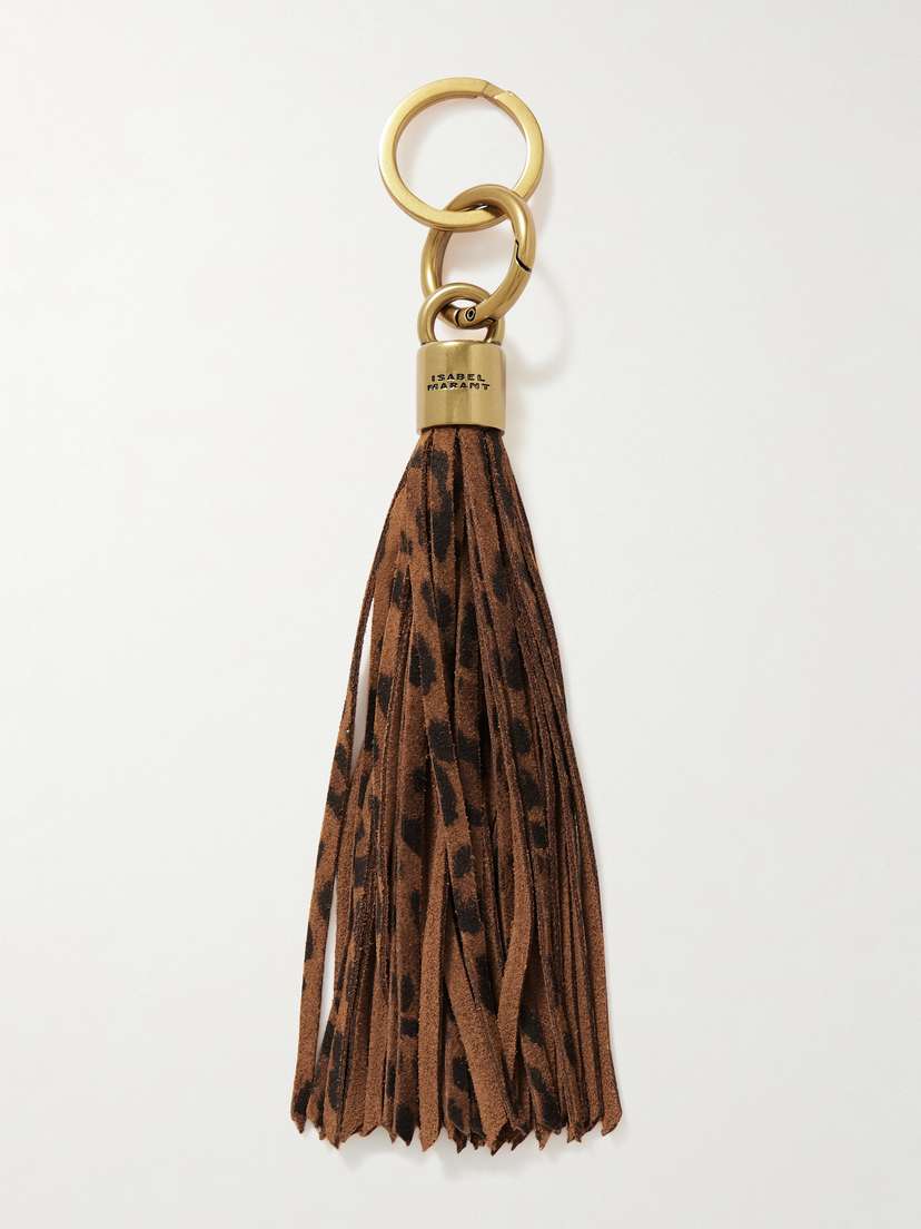Isabel Marant Tasseled Leopard-print Suede Keychain