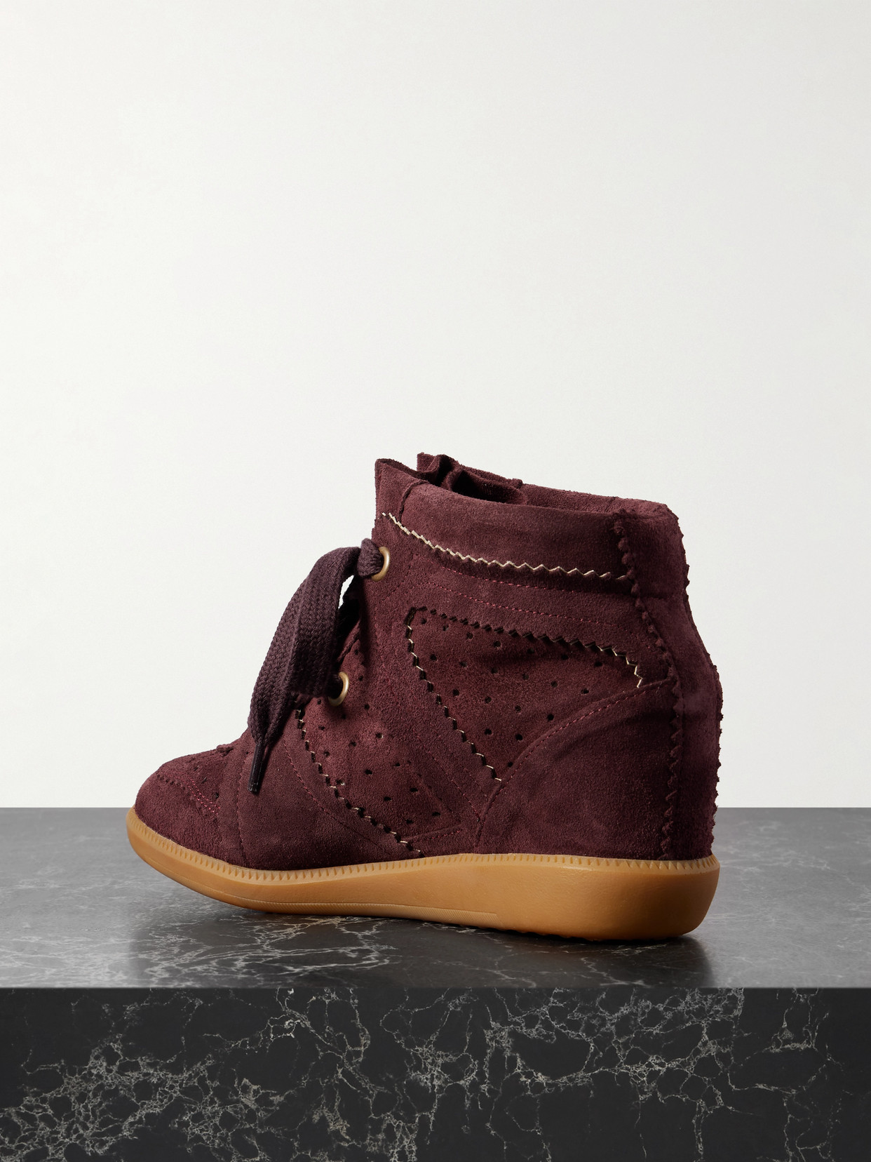 Isabel Marant High Top Sneakers With Ankle Perforations In Burgundy