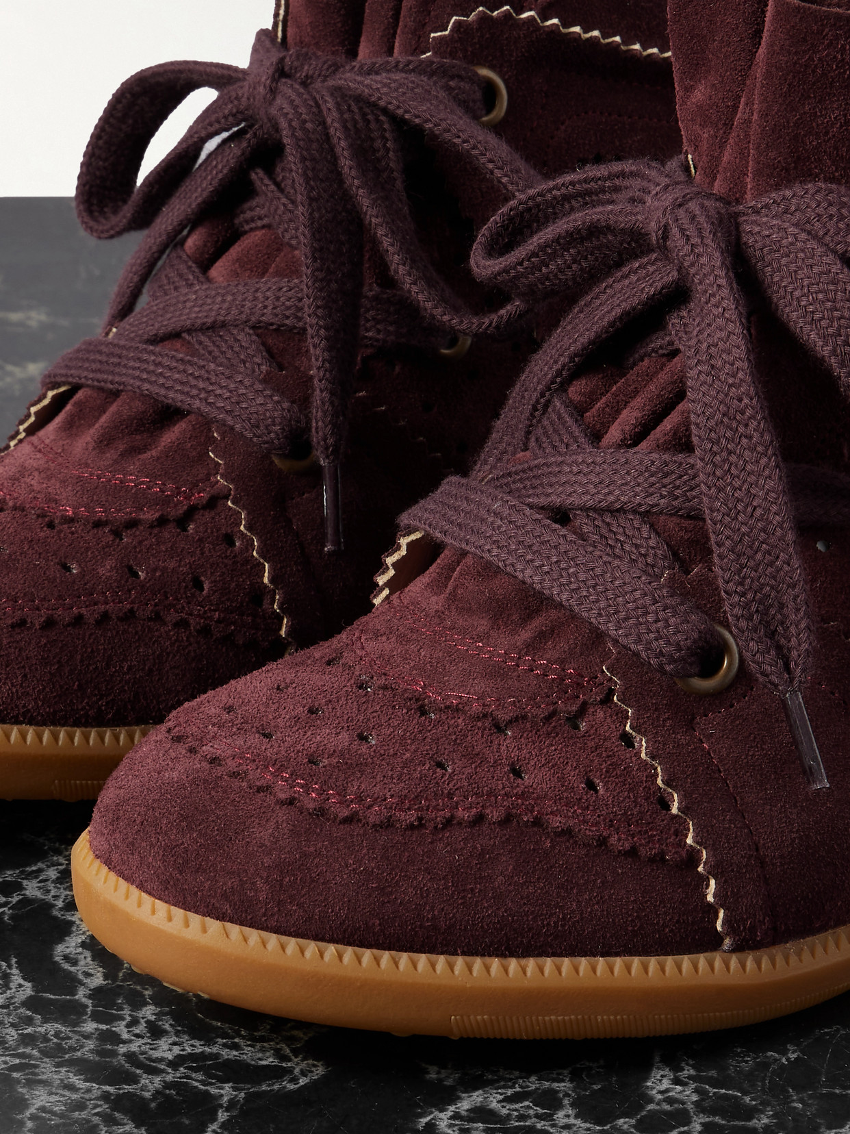 Isabel Marant High Top Sneakers With Ankle Perforations In Burgundy