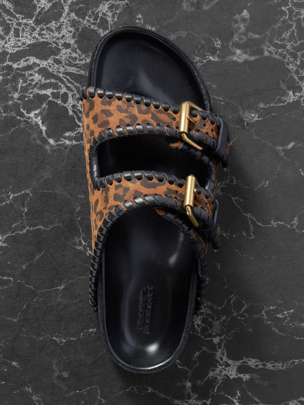 Isabel Marant Lennyo Leather-trimmed Leopard-print Suede Slides