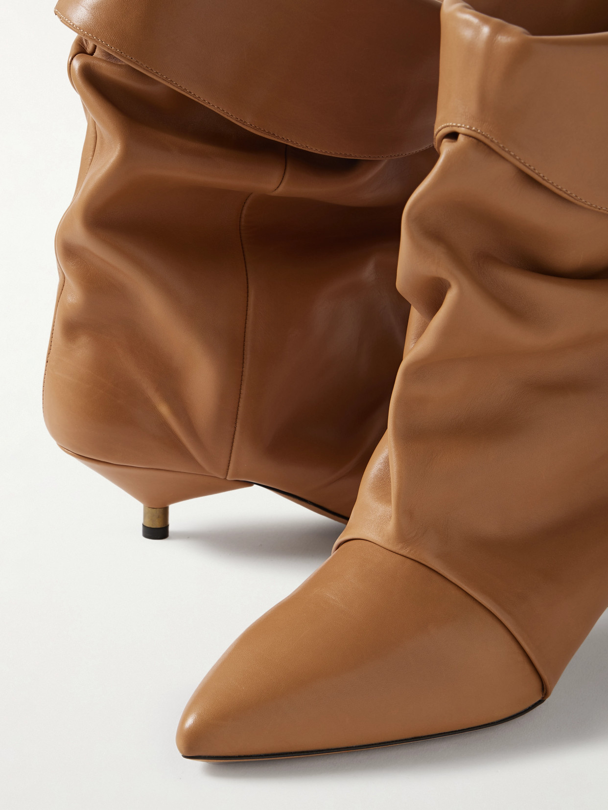 Isabel Marant Edrik Gathered Leather Ankle Boots In Brown