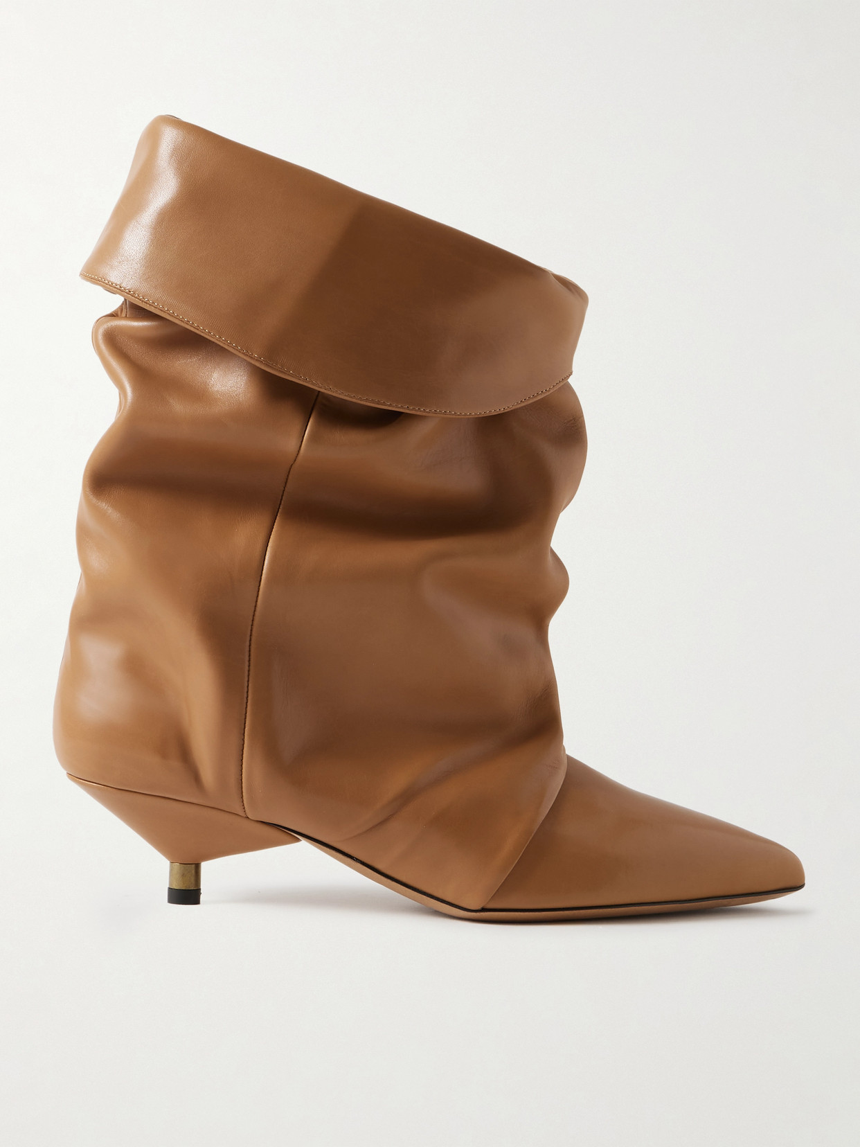Isabel Marant Edrik Gathered Leather Ankle Boots In Brown