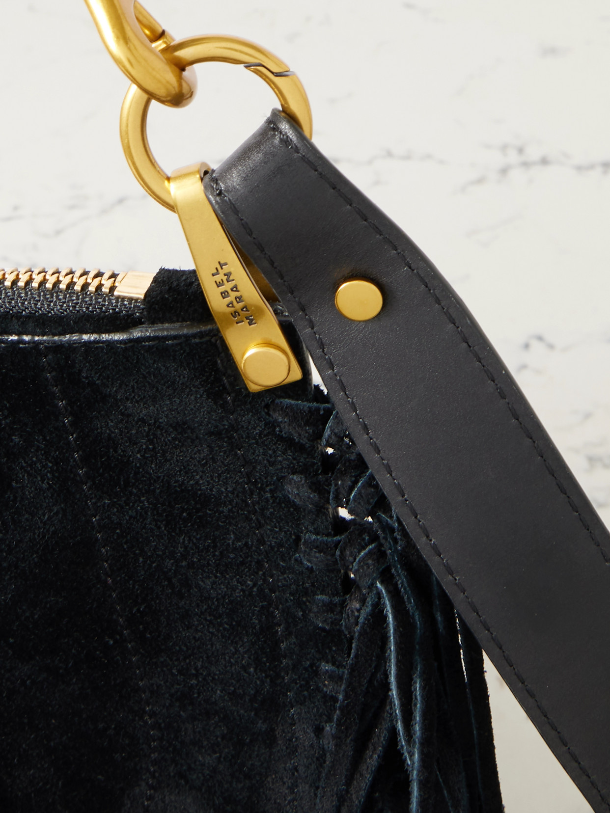 Isabel Marant Oskan Soft Fringed Suede Shoulder Bag