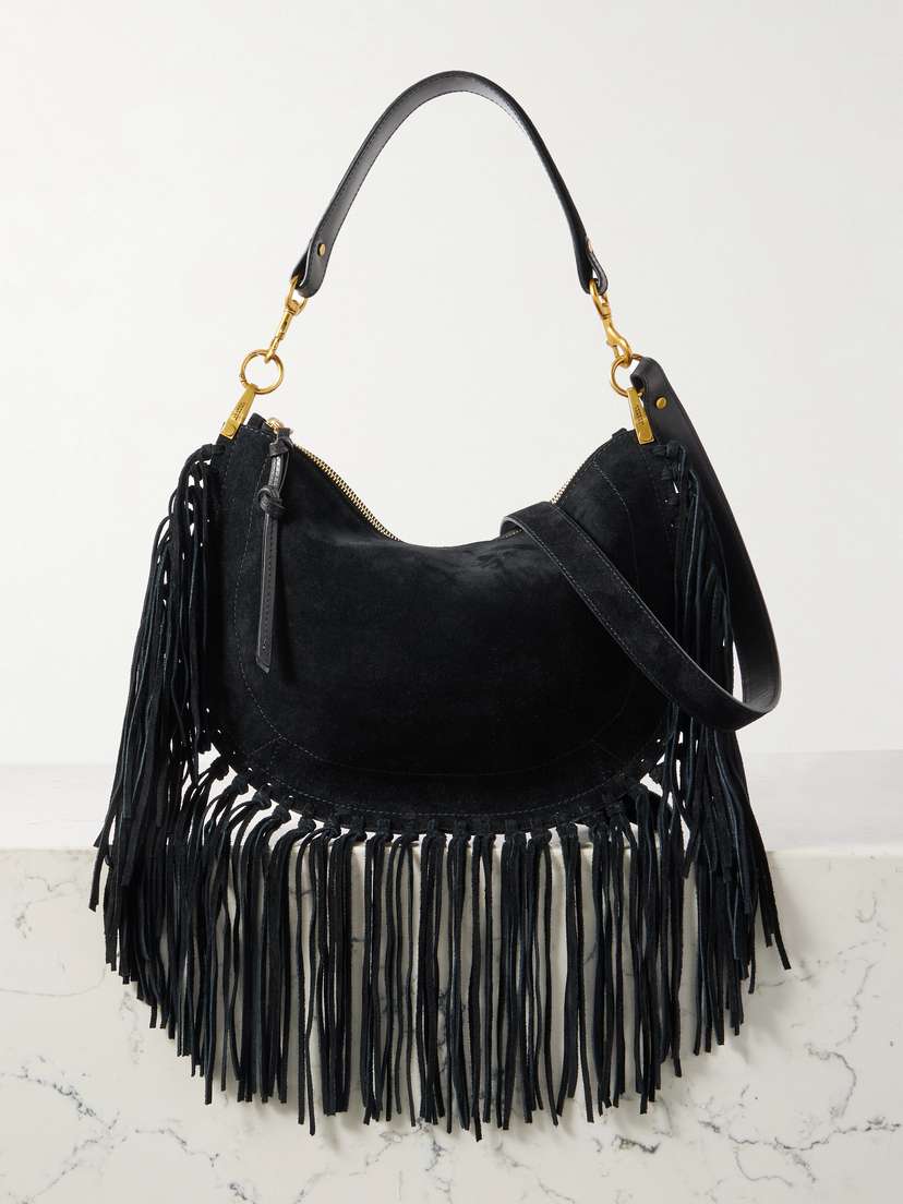 Isabel Marant Oskan Soft Fringed Suede Shoulder Bag