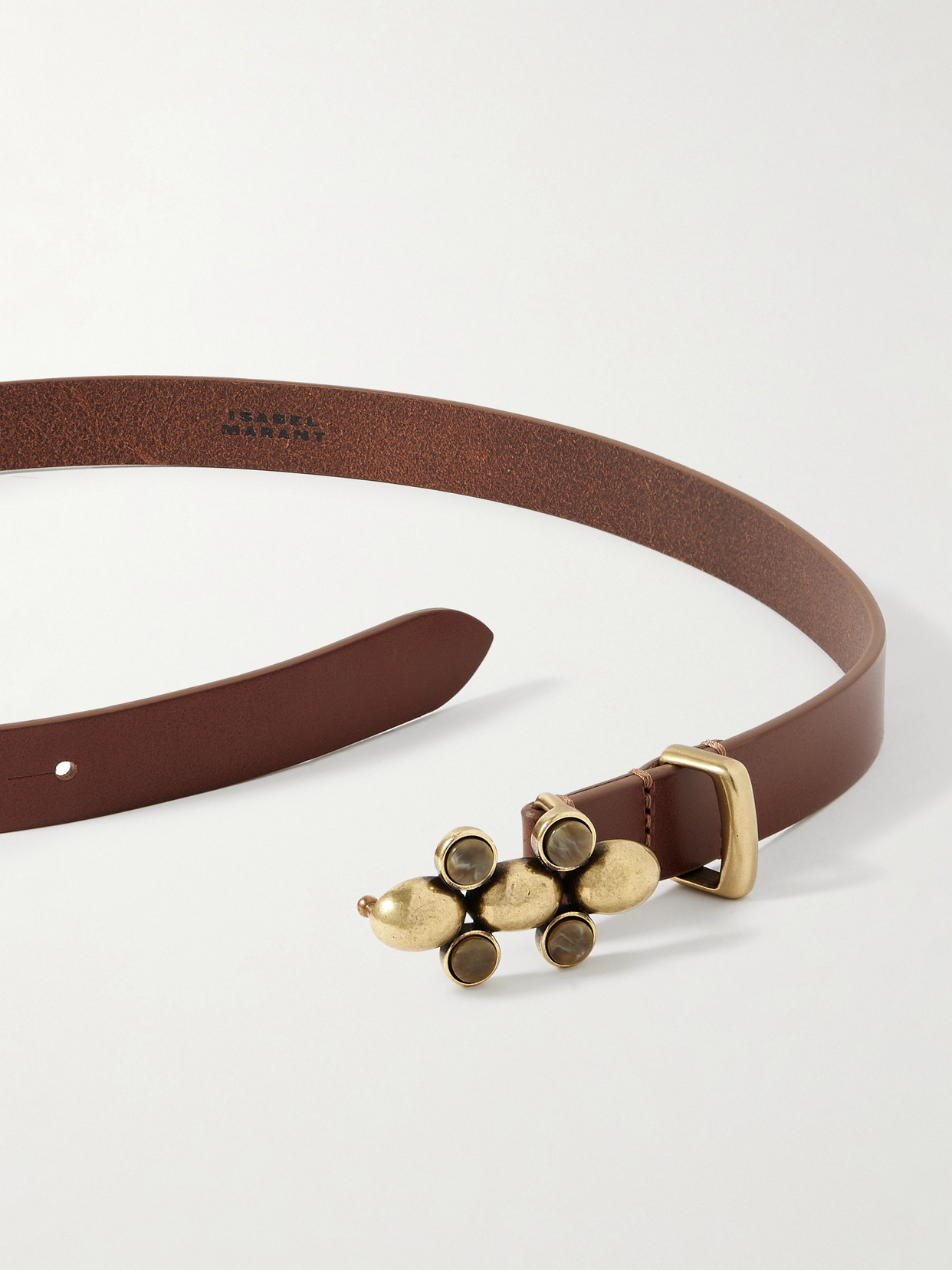 Isabel Marant Valdez Embellished Leather Belt In Brown