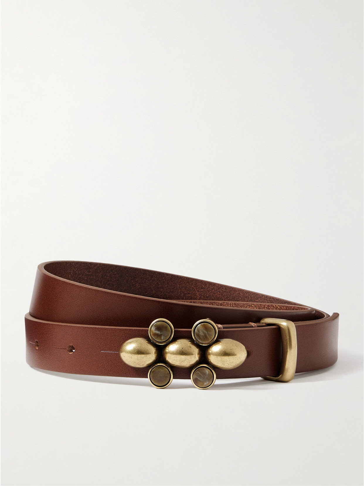 Isabel Marant Valdez Embellished Leather Belt In Brown