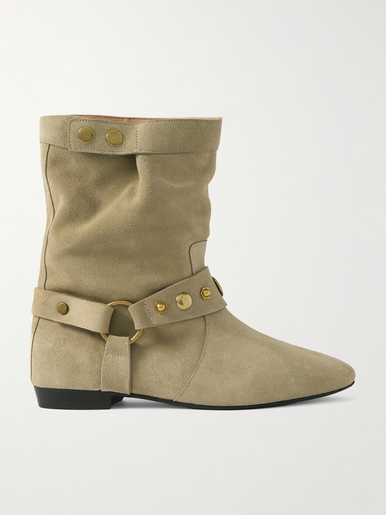 Isabel Marant Stania Studded Suede Ankle Boots In Green