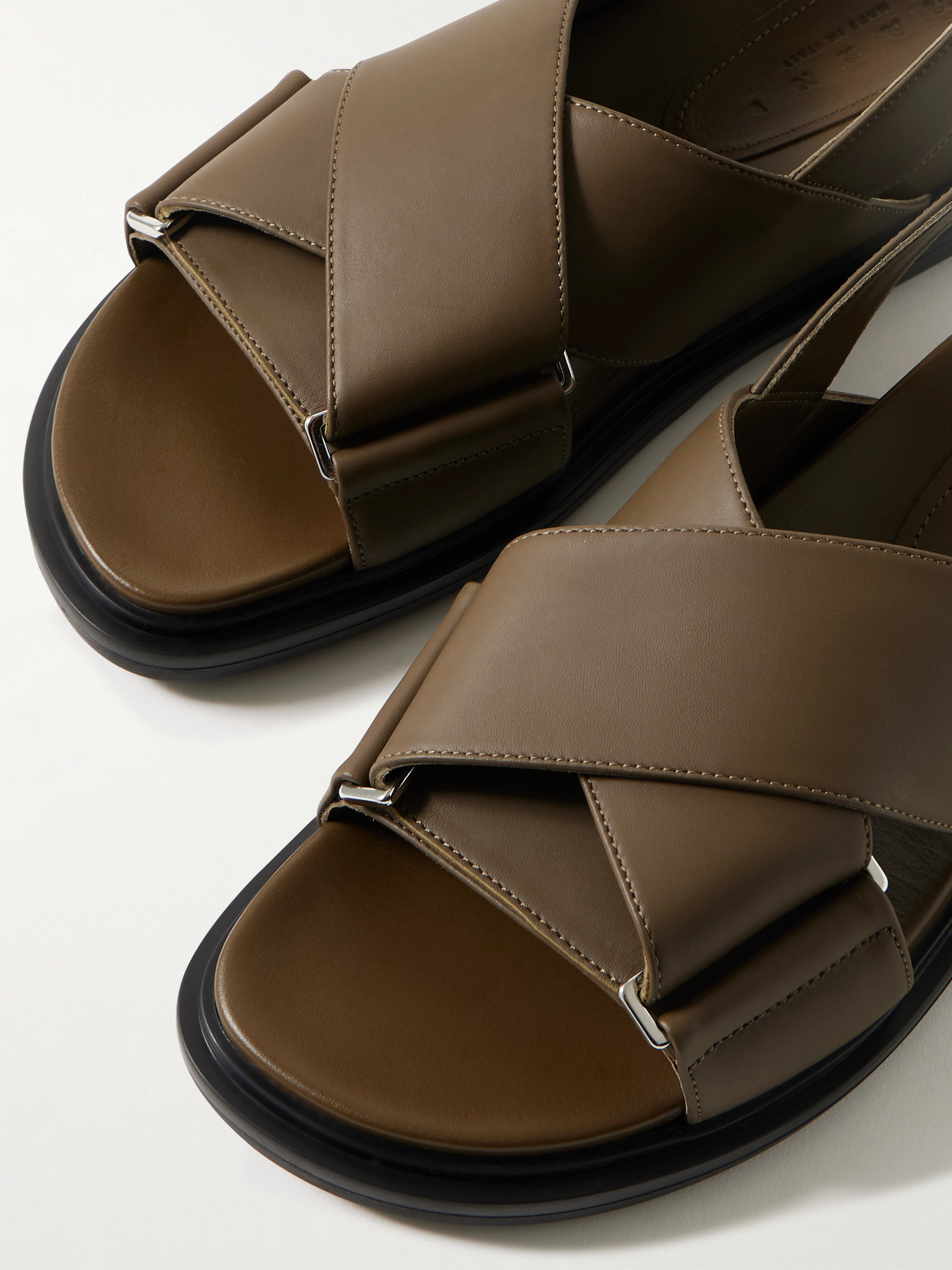 Marni Fussbett Leather Slingback Sandals In Green