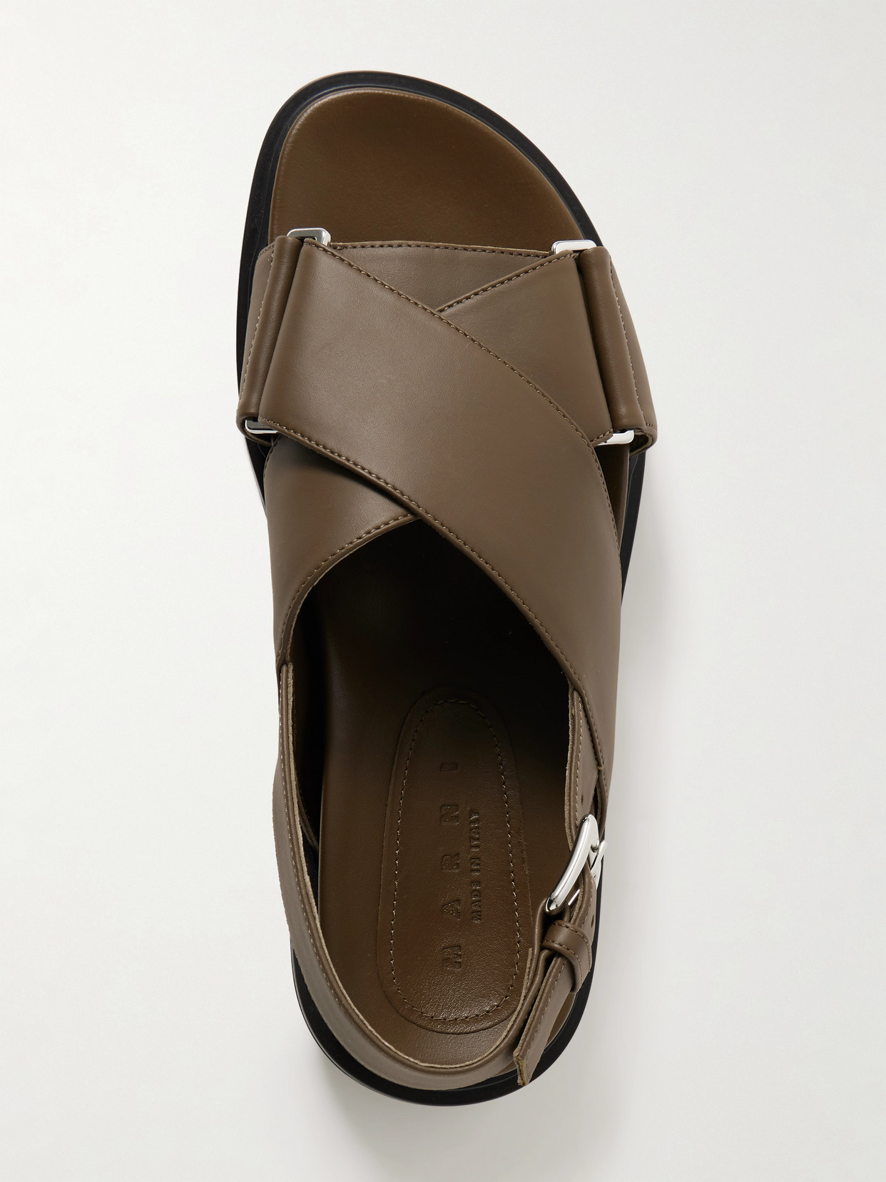 Marni Fussbett Leather Slingback Sandals In Green