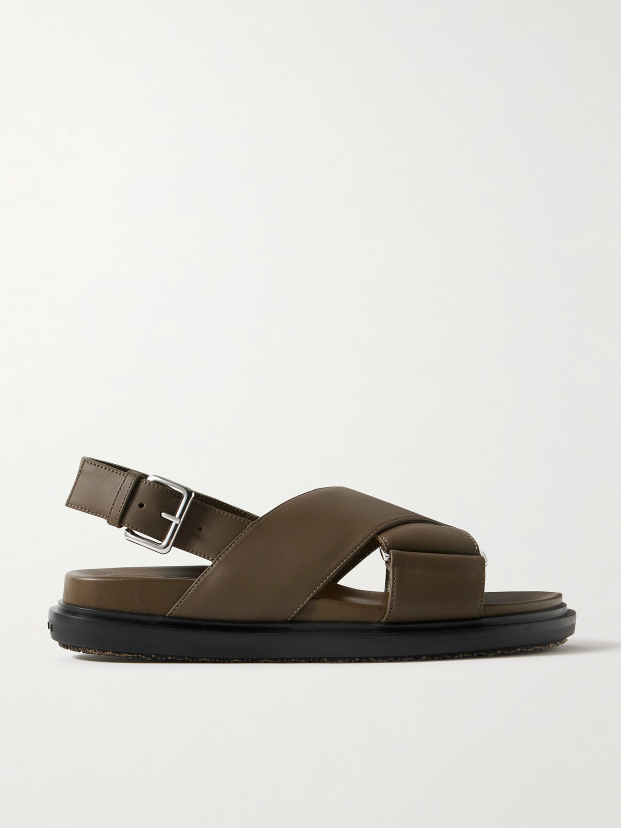 Marni Fussbett Leather Slingback Sandals In Green