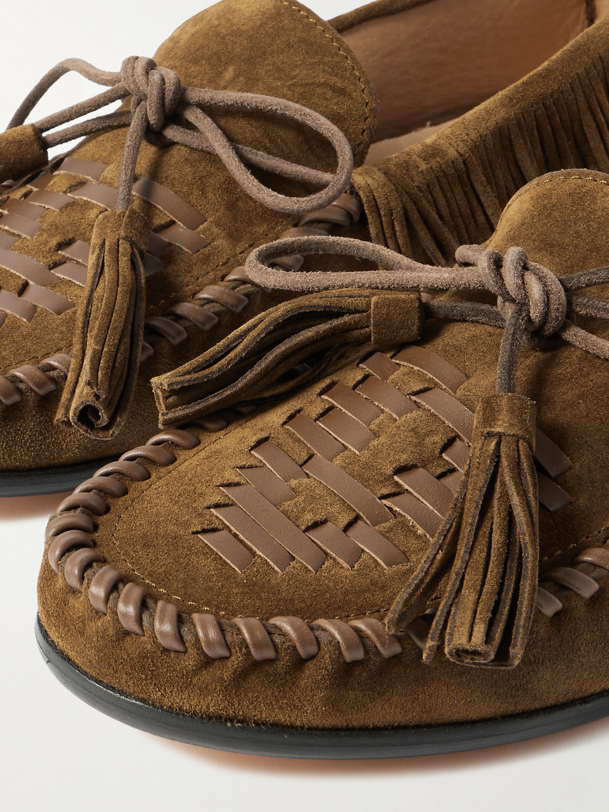 Isabel Marant Fitza Tasseled Fringed Leather-trimmed Suede Loafers