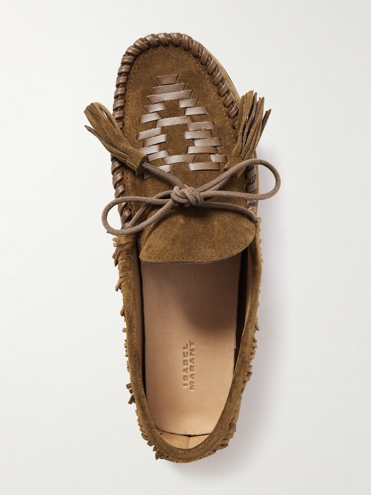 Isabel Marant Fitza Tasseled Fringed Leather-trimmed Suede Loafers