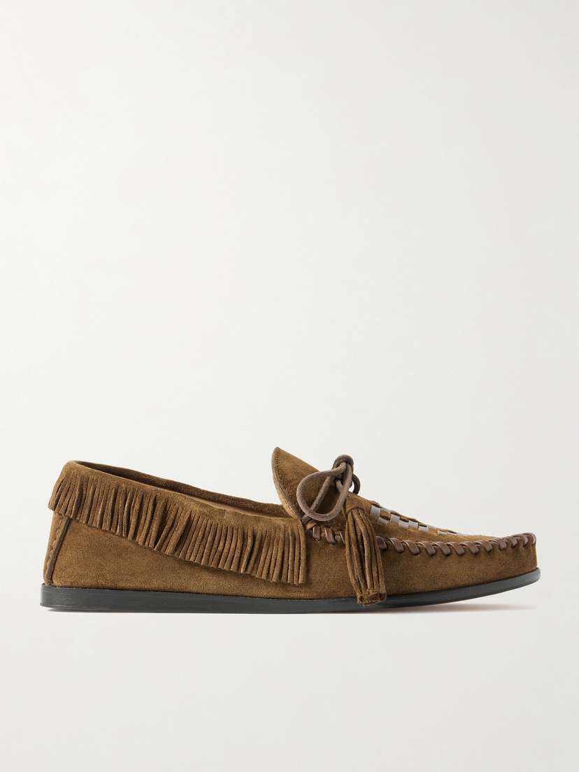 Isabel Marant Fitza Tasseled Fringed Leather-trimmed Suede Loafers