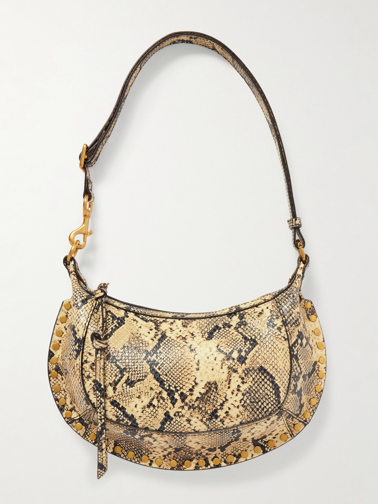 Isabel Marant Oskan Moon Studded Snake-effect Leather Shoulder Bag In Multi