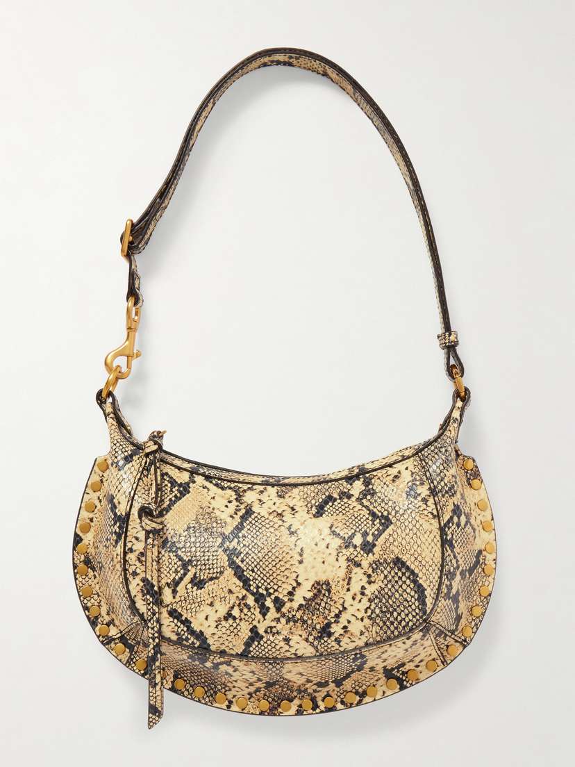 Isabel Marant Oskan Moon Studded Snake-effect Leather Shoulder Bag